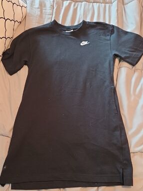 Nike Black T-Shirt Dress with White Swoosh
